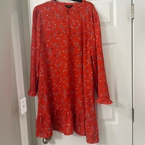 Brand New Long Sleeve Red Printed Banana Republic Dress
